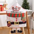 Christmas chair cover featuring Santa Claus prints with red boots and festive motifs - White Santa Claus Gloves Pattern