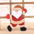 Plüsch Weihnachtsmann Anhänger aus rotem Sackleinen und Pelz mit goldener Aufhängung - Leinen Weihnachtsmann Stil