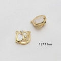 Detail view of 12x11mm gold-plated star and planet charms with mother-of-pearl inlay - Saturn Pentagram Style (3# Single Price)