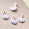 Detail of white swan resin charms with gold crowns and pink bows for DIY hair accessories - Bowknot Small Swan Style (3#)