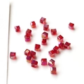 Detail of red square faceted crystal beads for DIY jewelry making with smooth center hole - 7# Dark Red