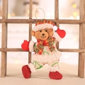 Weihnachtsbär-Plüschanhänger mit rot-kariertem Hut und grünem Schal Deko-Figur - Leinen Bär Stil