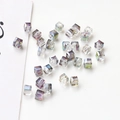 Macro shot of iridescent faceted cube crystal beads for DIY jewelry making and craft design - 9# Green Purple Aurora