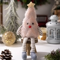Rosa Plüsch-Weihnachtsbaum-Puppe mit goldenem Stern und gestreiften Beinen für Deko - Rosa