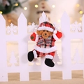 Cute Christmas bear ornament in red plaid outfit with scarf and hanging gold string - Plaid Fabric Bear Style