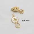 Dettaglio macro del ciondolo a cuore 10x20mm placcato oro con madreperla e zirconi incastonati - Stile Doppio Disco Madreperla (15# Prezzo Singolo)
