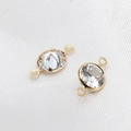 Detail van ronde zirkonia connectoren met vergulde lussen voor het maken van sieraden - 1# Dubbele Ronde Lusstijl