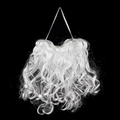 Barbe blanche bouclée de Père Noël avec sangle élastique pour déguisement de fête Noël - Barbe en Fibre Synthétique Petite