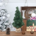 Mini desktop Christmas tree with natural burlap base in a cozy holiday home setting - Burlap Base Christmas Tree (30cm)