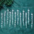 Set di 12 ghiaccioli natalizi in acrilico trasparente a spirale con cordoncini d'argento - Ghiacciolo (13cm)