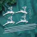 Set di 4 ornamenti natalizi a forma di renna in acrilico trasparente con anelli d'argento - Renna 3D (7.5cm)