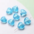 Macro shot of sky blue heart glass beads with silver foil interior for DIY jewelry making - 4# Light Blue