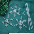 Three clear acrylic snowflake ornaments with silver ribbons for Christmas tree decor - Corn Snowflake (11cm)