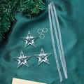 Transparent acrylic star ornaments set with silver rings and white ribbons for Xmas tree - Star (4.5cm)
