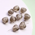 Detail of smoke grey heart-shaped glass beads with silver glitter for DIY jewelry making - 6# Gray