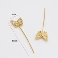 Detailed view of gold butterfly decorative pins with sparkling zircon stones and measurements - Zirconia Butterfly Wand (1#)