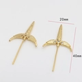 Detailed macro view of golden winged sword charms with zircon inlay for jewelry making - 18k Gold Samurai Sword (4#)