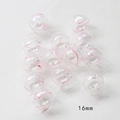 Macro detail of 16mm hollow glass beads with pink and purple striped patterns for DIY - 16mm (1 Piece) / Pink Girl Heart