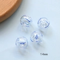 Macro shot of 14mm hollow glass beads with blue spiral pattern for jewelry DIY - 14mm (1 Piece) / Pure Blue