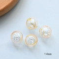 Macro view of 14mm hollow glass bubble beads with orange swirls for DIY jewelry making - 14mm (1 Piece) / Orange Yellow