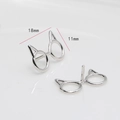 Detailed view of silver cat-ear glasses stud earrings with 18mm by 11mm dimensions - Cat Glasses Style / White Gold