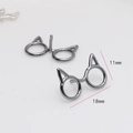 Detail of 18x11mm gun black cat-ear glasses charm with precise dimensions - Cat Glasses Style / Gunmetal