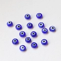 Flat round dark blue glass evil eye beads for handmade jewelry and DIY bracelets - Royal Blue Evil Eye (D1588) / Sapphire Blue