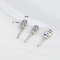Macro detail of 4x6.7mm micro-pave zirconia rabbit ear DIY jewelry components - Platinum Zircon Rabbit Ears
