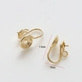 Vista macro di clip per gioielli placcate oro 18k con misure di 14 mm e 9 mm - 4# Clip con Perno 18k