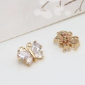 Macro view of gold butterfly pendant with cubic zirconia and rear metal loop for DIY - Butterfly Style (2# Zirconia)