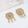 Detail of gold-plated dreamcatcher pendants with intricate filigree and cubic zirconia - Dreamcatcher Style (3# Dreamcatcher)