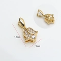 Detail view of gold tulip pendant with zircons and 16x9mm dimensions for jewelry making - Tulip Style with Zircon / Gold