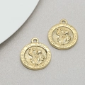 Detailed macro view of gold Saint Christopher round pendant with religious embossing - Saint Christopher Style (2#)