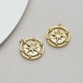 Detail of vintage gold compass star pendant with hammered texture for DIY jewelry - Compass Star Style (1#)