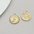 Close-up of golden coin pendants featuring Queen Elizabeth II and 1901 St George dragon - Elizabeth Portrait Style (6#)