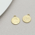 Detailed macro view of vintage gold coin pendants with 3D embossed portraits and inscriptions - Coin Portrait Style (8#)