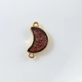 Detail of crescent moon jewelry connector with pink sequins and gold plating for DIY - Black Rose Red Moon (D1685)