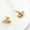 Detail of gold-plated wizard hat charms with pink bows for DIY jewelry making - Bow Gold Magic Hat / Gold