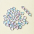 Détail de perles d'étoiles en verre givré 8mm dégradé aurore pour la création bijoux - Bleu et Violet