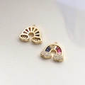 Macro detail of rainbow zircon pendant showing colorful stones and cloud micro-pave setting - Zirconia Rainbow Pendant