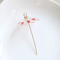 Detail of DIY umbrella pendant with red hearts and golden handle for jewelry making - Red Heart Umbrella (Style 1)