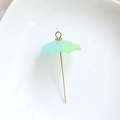 Macro detail of a blue-green gradient resin umbrella pendant with golden metal handle - Cyan-Green Gradient Umbrella (Style 6)