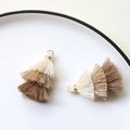 Dreistufiger Verlaufs-Baumwollquasten-Anhänger mit Goldring für DIY-Ohrringe - Khaki (8#)