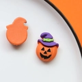 Detail view of a Halloween pumpkin resin patch with a purple witch hat for DIY crafts - Pumpkin with Witch Hat (Style 2)