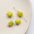 Vue macro de perles en verre citron avec points blancs et feuilles vertes pour bijoux DIY - 1 Pièce / Jaune (6#)