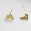 Macro detail of translucent yellow fish tail earrings with shimmering gold glitter - Gold Foil Yellow Fish Tail