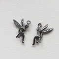 Pendentifs fées en métal noir avec ailes et zircons pour création de bijoux DIY - Ange Gris Anthracite