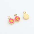 Macro detail of gold-plated pink heart charms for DIY jewelry making and necklaces - 3# Pink Oval