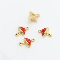 Detailed view of four red mushroom pendants with gold accents for DIY jewelry making - 8# Red Mushroom