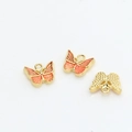 Detail of butterfly enamel pendant with gold-plated edges and textured metallic back - 6# Butterfly